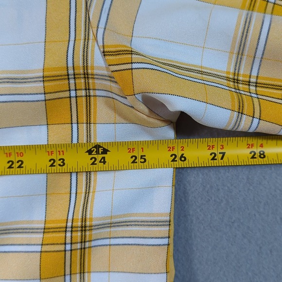 Call Top Mens 2X Plaid Short‎ Sleeve Button Up Shirt Yellow White Made in USA - Picture 6 of 7